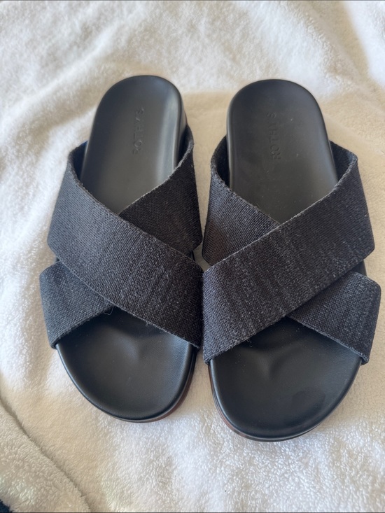 Rothy's Shoes - Rothy's Black Cross-Strap Slide Sandals